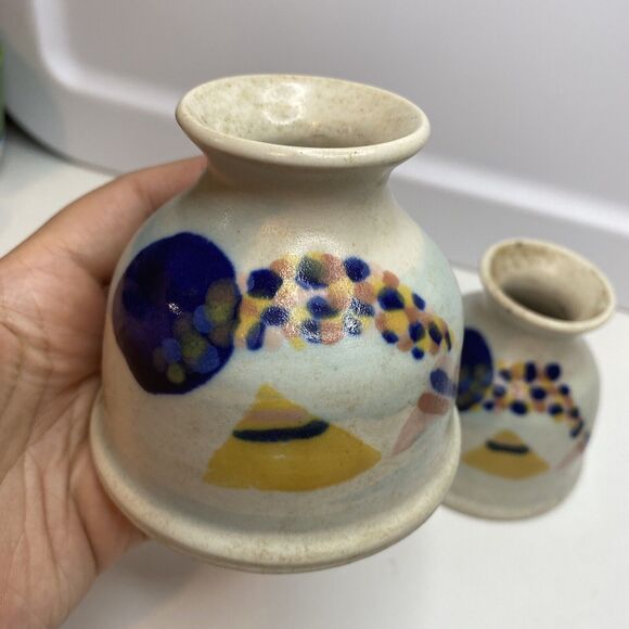 Ann McNulty Enniskillen Irish Studio Pottery Vase Graphic Pastel Abstract Modern - Picture 2 of 13